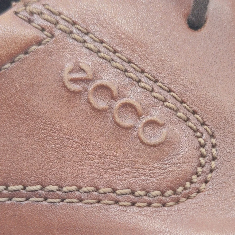 Ecco Sz 9 Classic Oxford Light Brown Leather Men's Shoes Minimum Wear